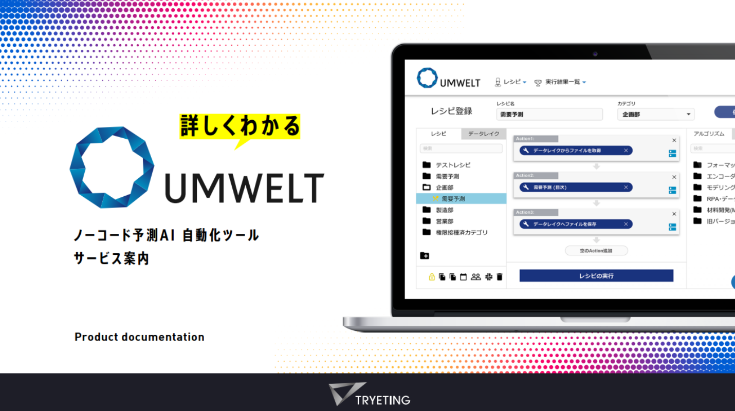 知能業務の自動化DXで貴社の利益を上げる。なぜノーコードAIが選ばれるのか 株式会社トライエッティング サービスご紹介資料