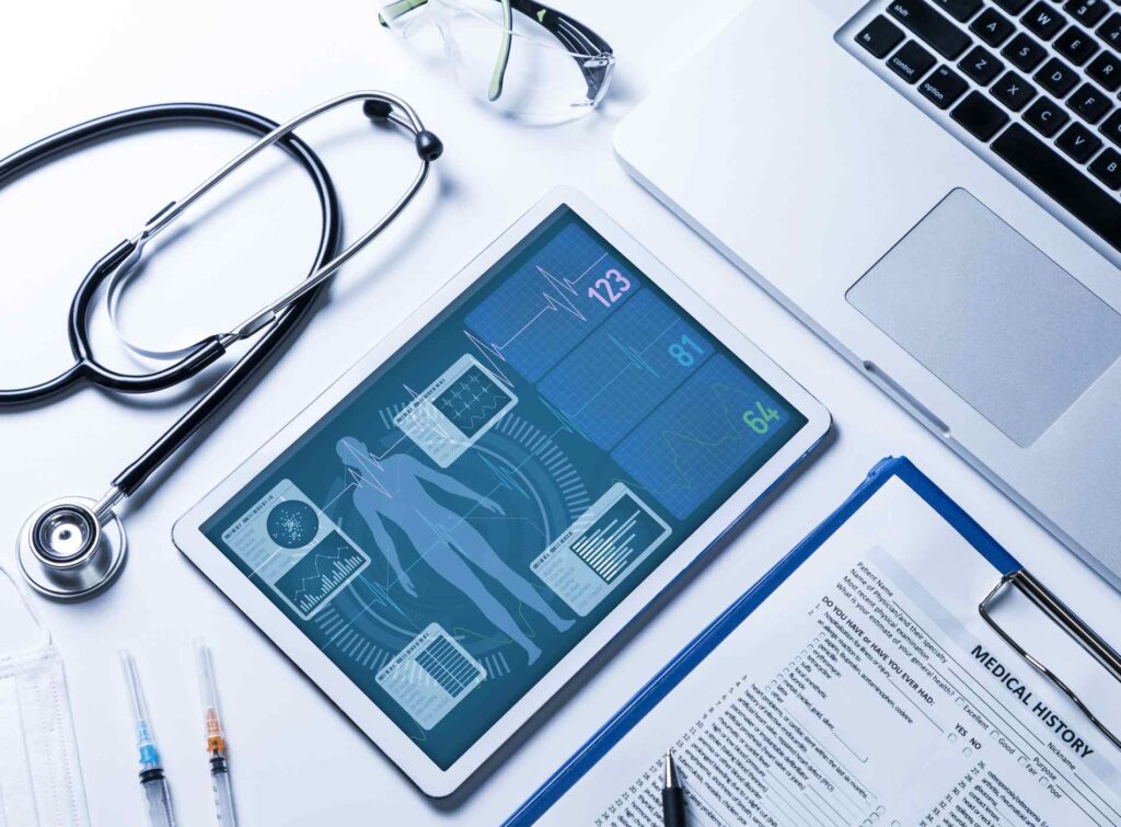 vital sign monitor in tablet PC, medical technology concept
