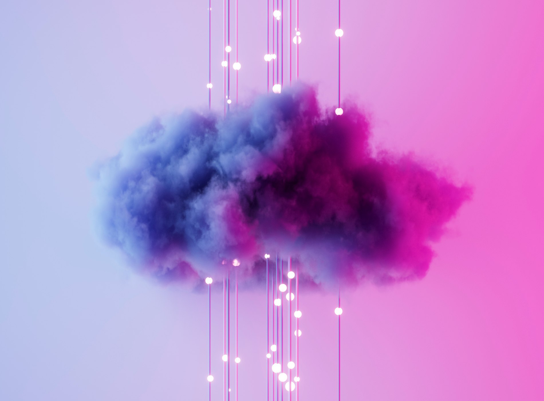 A digitally generated image featuring a glowing cloud intertwined with neon wires, symbolizing cloud computing, digital networks and futuristic technology. This conceptual design represents data connectivity, AI-driven cloud systems and modern IT infrastructure, making it ideal for technology, cybersecurity and cloud storage themes.
