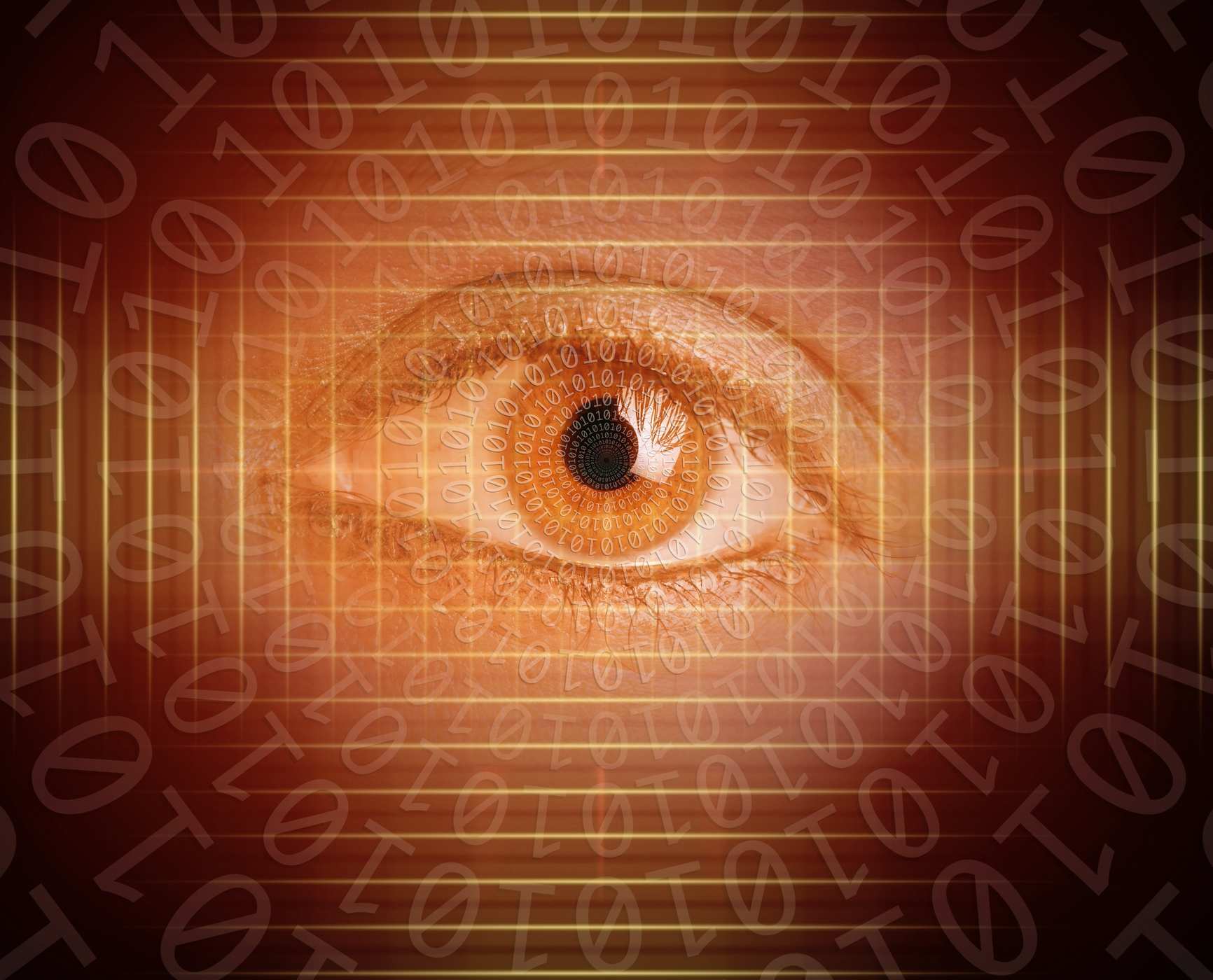 conceptual background image of binary code and abstract lights of network and security
