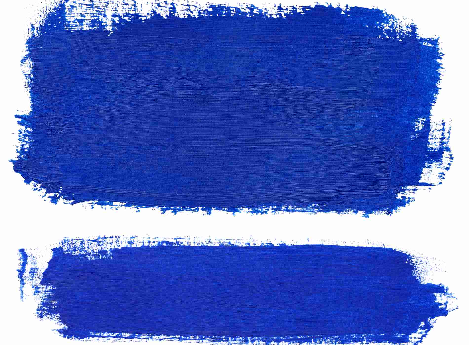 Hand painted blue blocks of paint isolated on white background