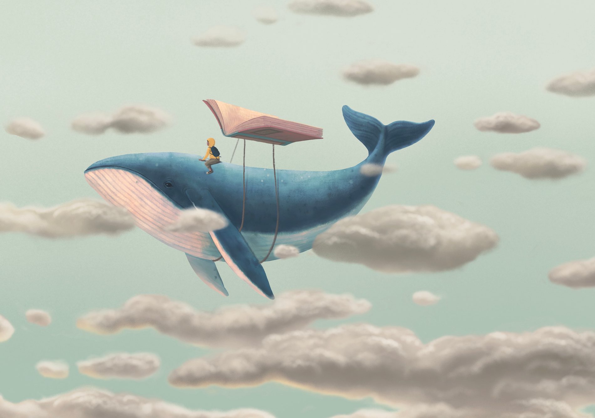 Book, education, and reading concept. imagination of child. fantasyart. surreal artwork. conceptual illustration.