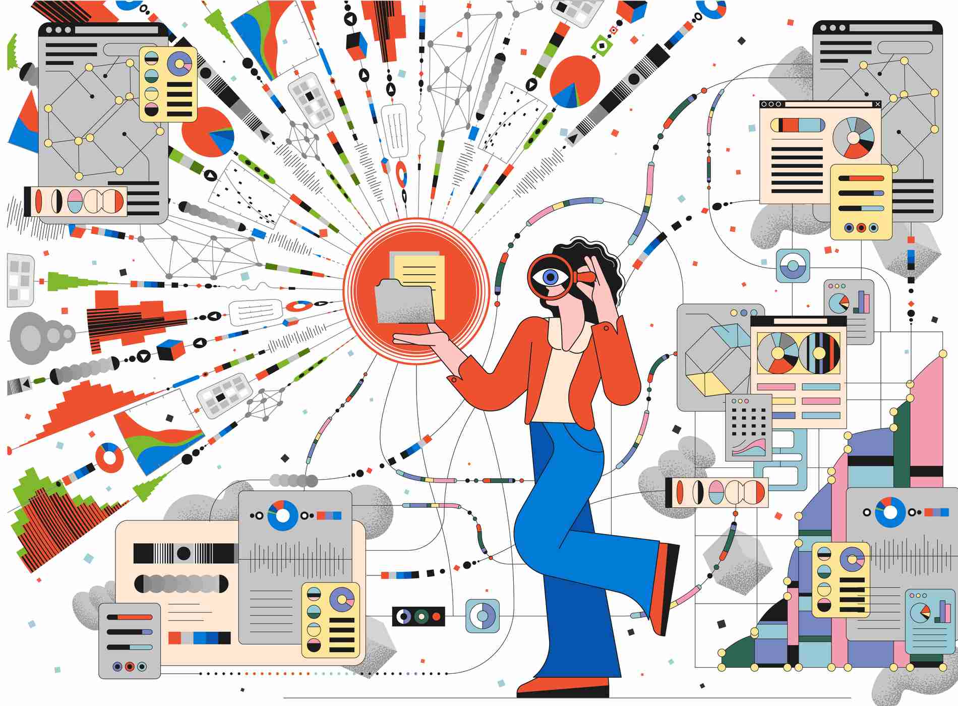 Data understanding, validation and analysis. Data science and artificial intelligence vector concept and background.
