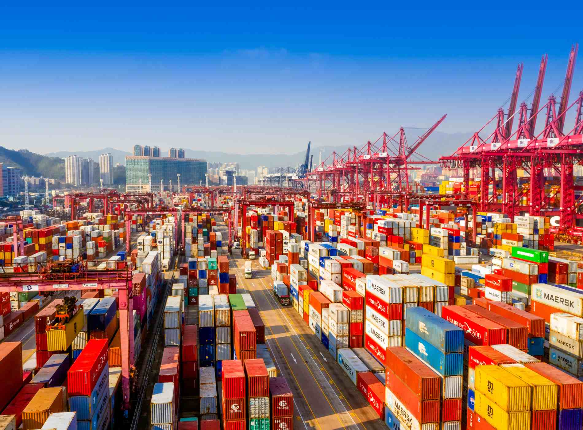 Freight terminal look from air in Hong kong