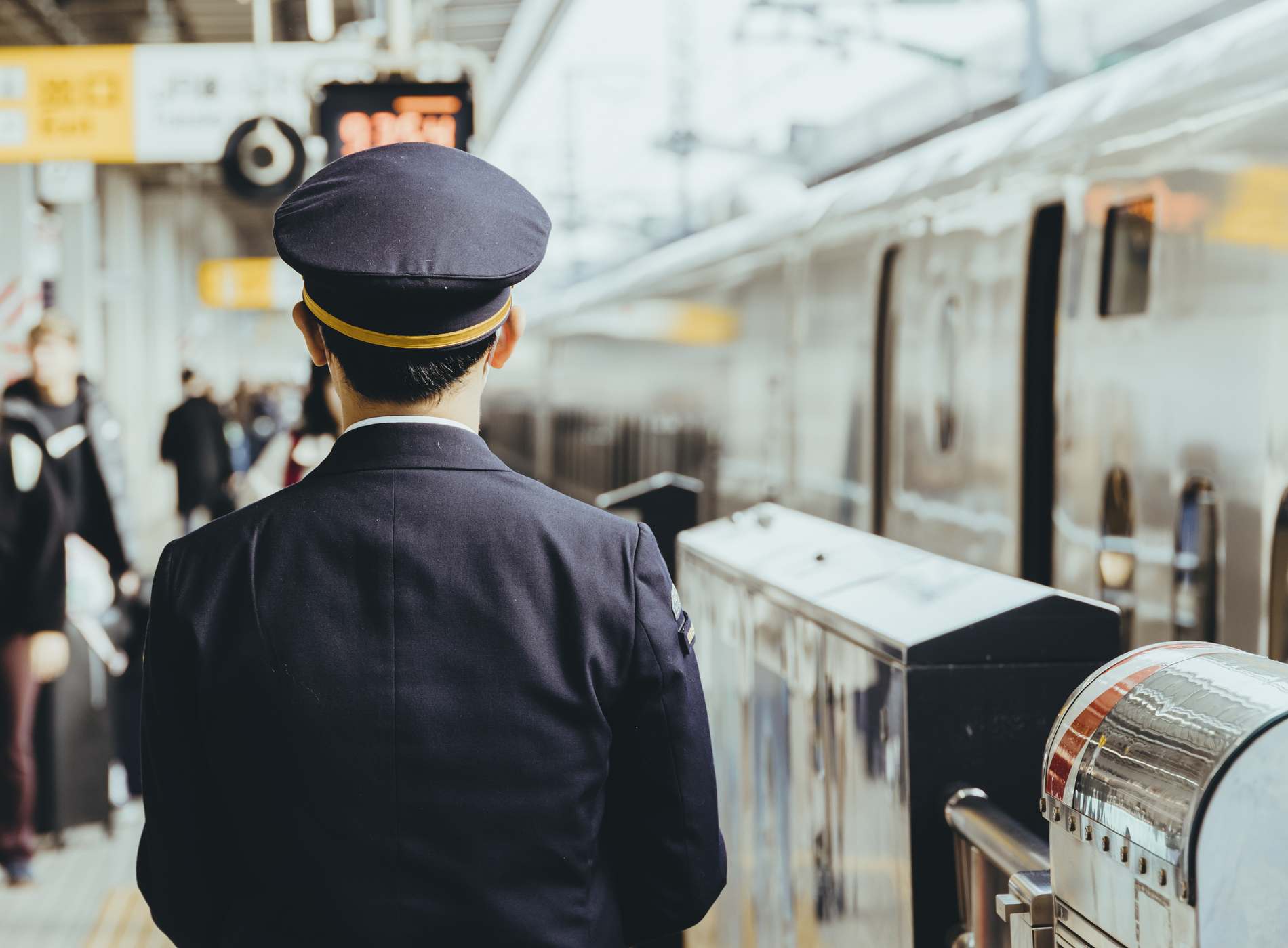 Japan Railway officer working in train station, Underground station operation for station safety for train and traveler